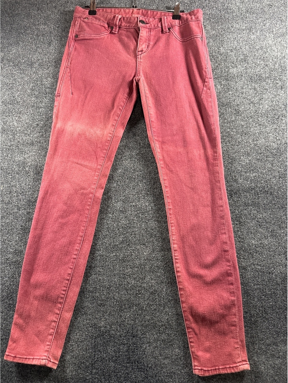 Women’s Red Burgundy Skinny Jeans Embroidered Back Pocket No Size Tag